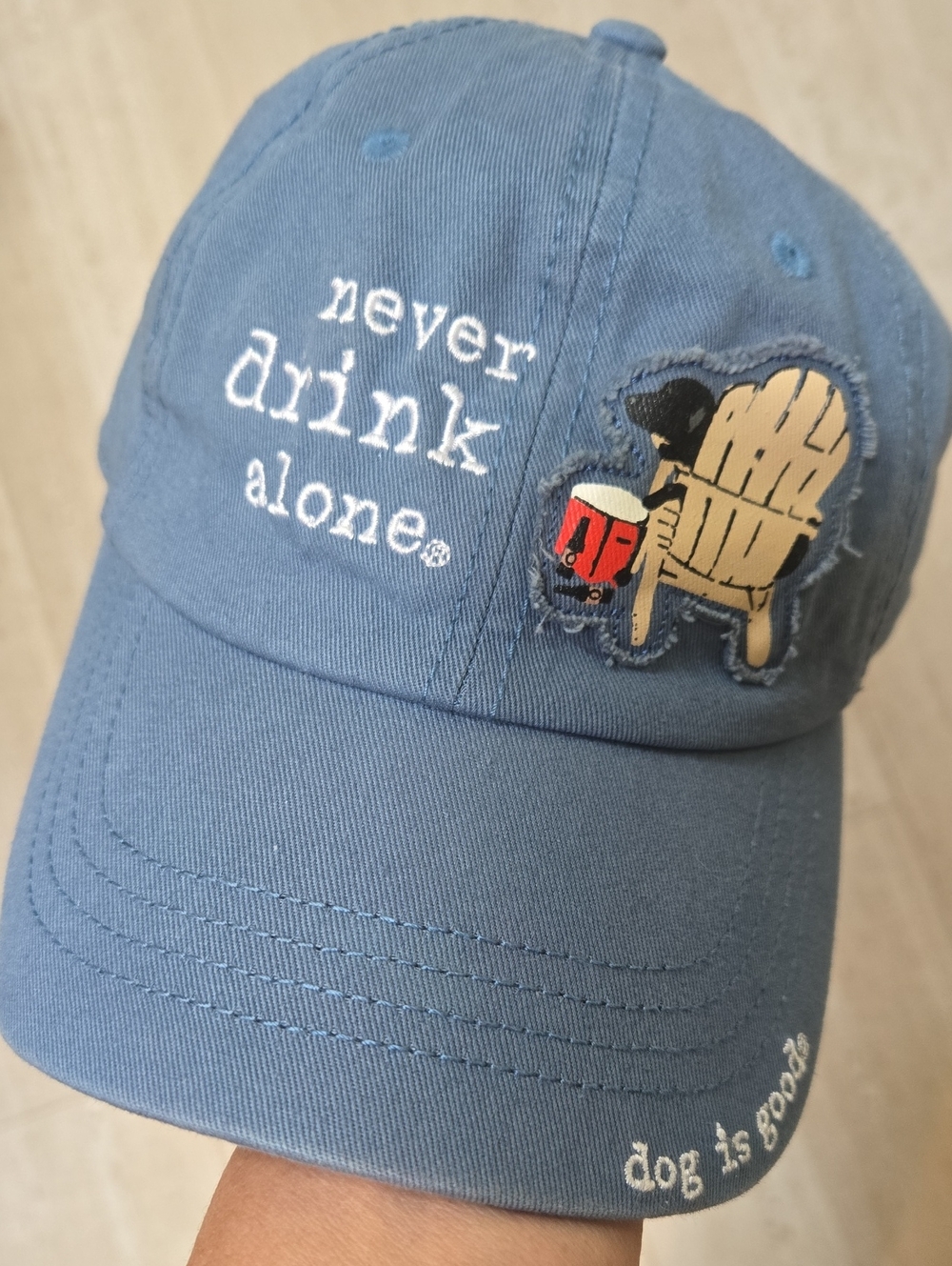 Dog is Good Unisex "Never Drink Alone" Adjustable Hat